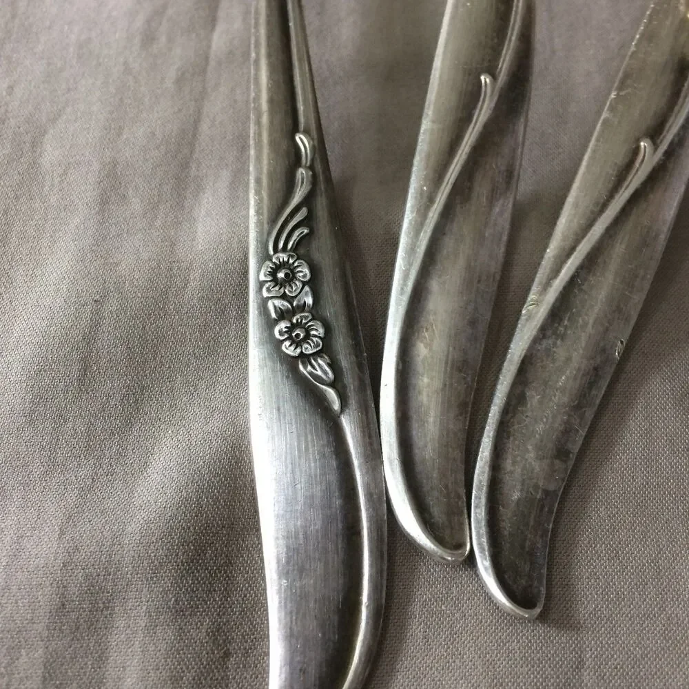 Vintage Silverplate Serving Pieces Lot Floral Swirl Pattern 2 Spoons, Pie Server